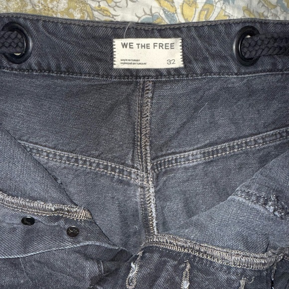 We The Free Washed Black High-Rise Denim Shorts with Rope Tie - Picture 3 of 4